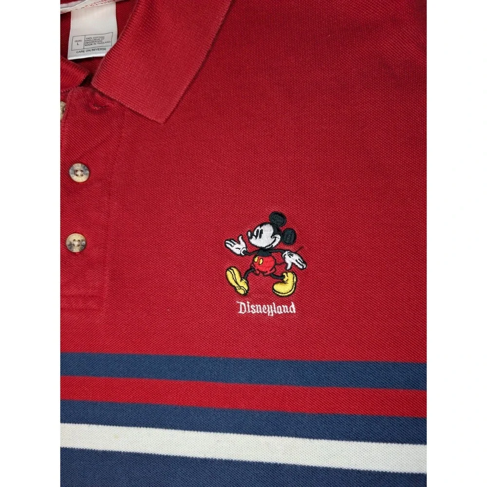 Vtg Disneyland Polo Shirt Men Large Blue Red Short Sleeve Mickey Mouse Embroider